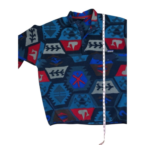 PATAGONIA SYNCHILLA AZTEC AOP BLUE MULTI T-SNAP SWEATER FLEECE MENS XXL - Picture 7 of 7